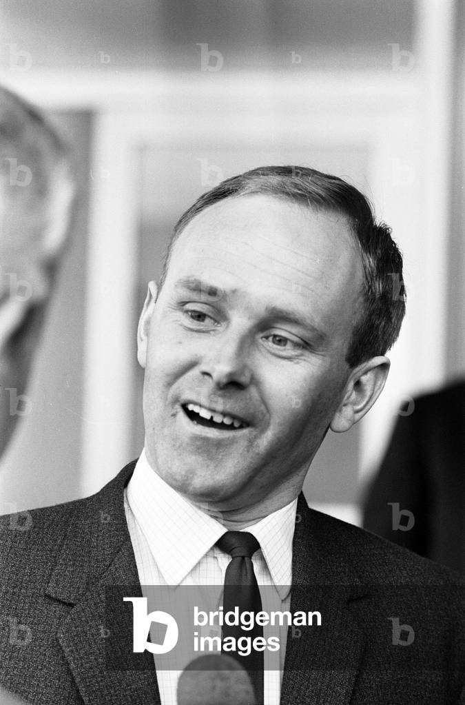 Proud father, Barry Thorns, at Birmingham Maternity Hospital, where It was reported earlier yesterday, 2nd October 1968, that Sheila Thorns from Birmingham underwent a Caesarean section early this morning during which six children - four boys and two girls - were delivered., 1968 (b/w photo)