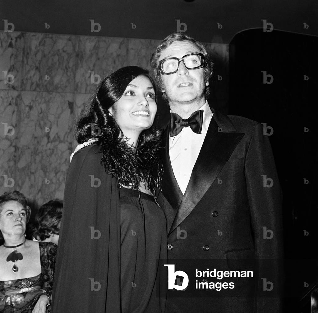 Michael Caine and wife Shakira at the Gala Premiere of The Great Gatsby, 10th April 1974 (b/w photo)