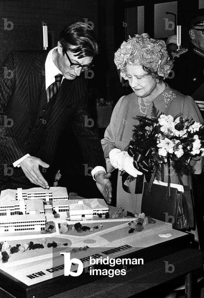 Queen Elizabeth the Queen Mother North East Visits Queen Elizabeth the Queen Mother during a visit to Morpeth and Ashington 6 April 1979 (b/w photo)