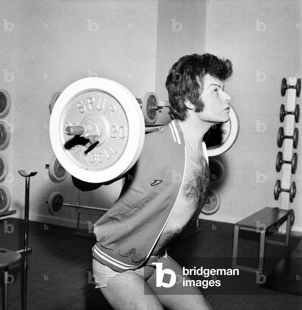 Pop star Gary Glitter, January 1975 (b/w photo)