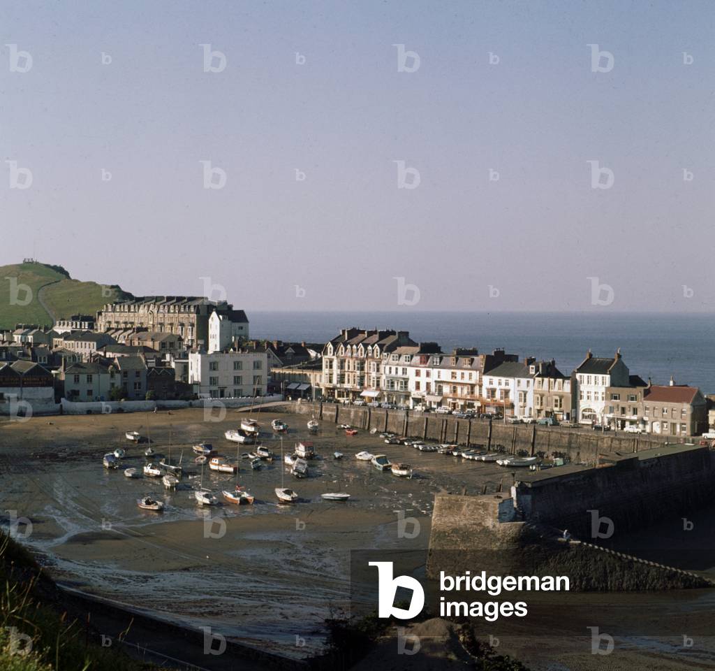 Aerial view of the town of Ilfracombe on the North Devon coast, 1971 (b/w photo)
