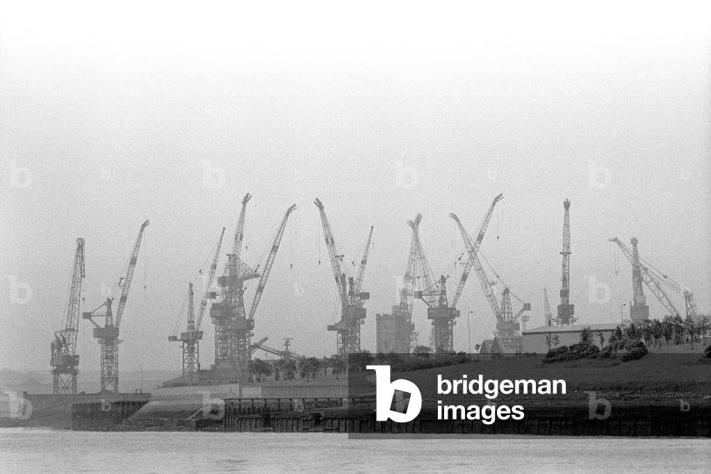 Cranes at Tyne Dock, South Shields 21 June 1979 (b/w photo)