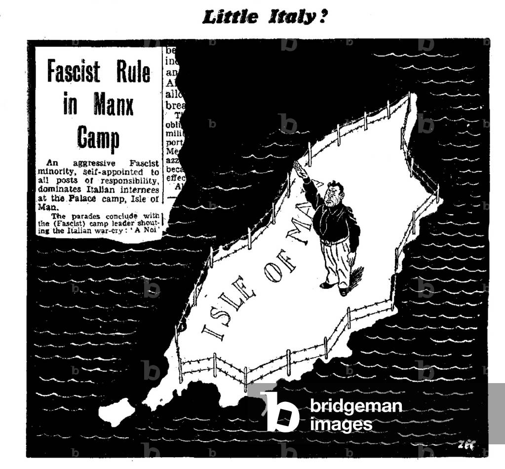 Little Italy? Fascist Rule in Manx Camp. An aggressive Fascist minority self appointed to all posts of responsibility dominates Italian internees at the Palace camp, Isle of Man. 30th November 1930 (b/w photo)