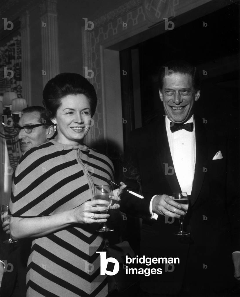 George Henry Hubert Lascelles, 7th Earl of Harewood & Countess Harewood arriving for dinner at the Queen's Hotel in Leeds November 1967 (b/w photo)