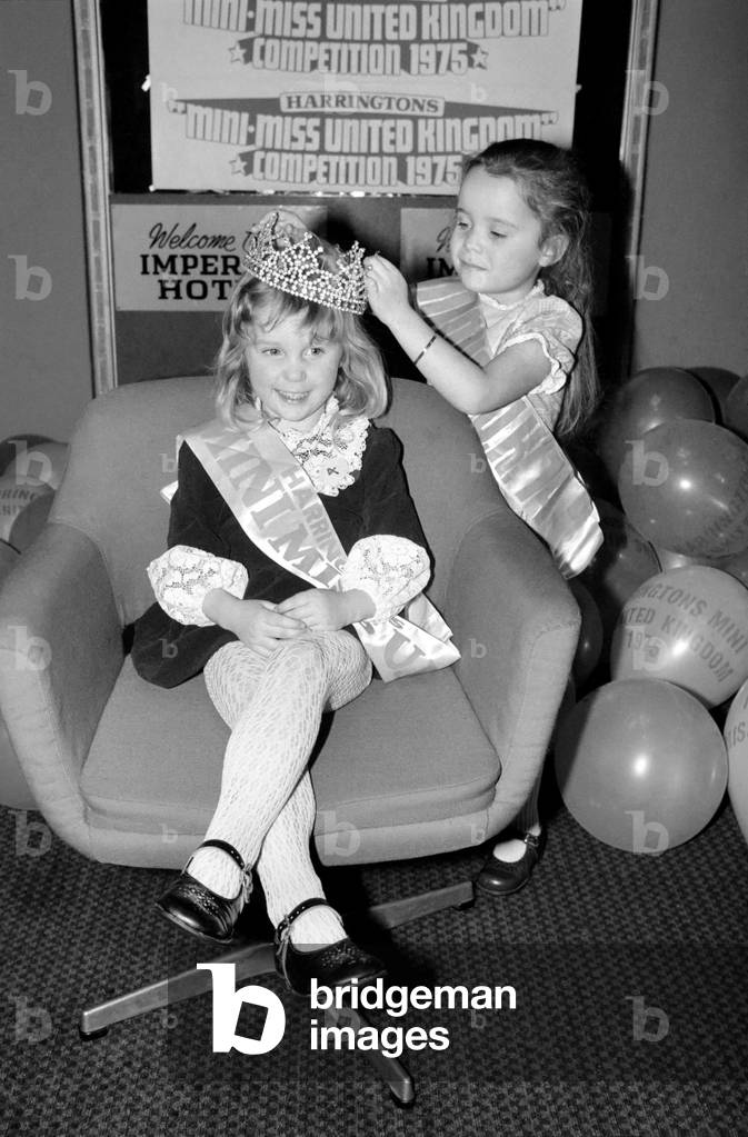 Competitors in the Mini Miss UK beauty competition. January 1975