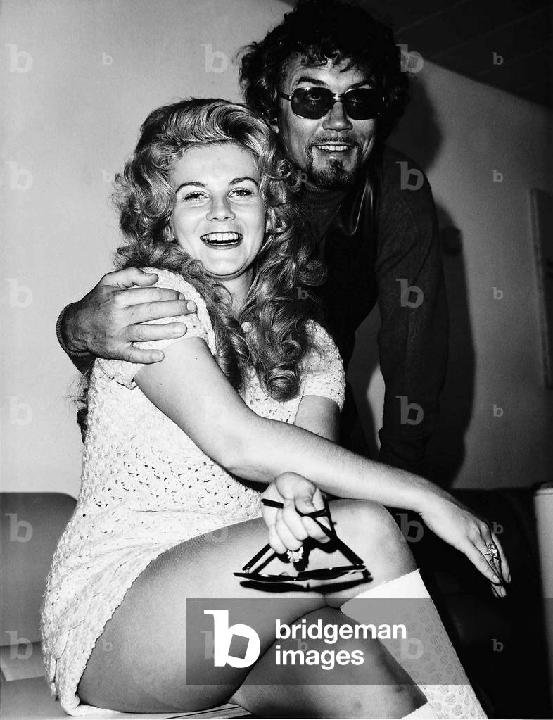 Actress Ann Margret with husband Roger Smith At Heathrow Airport, 6th September 1971 (b/w photo)