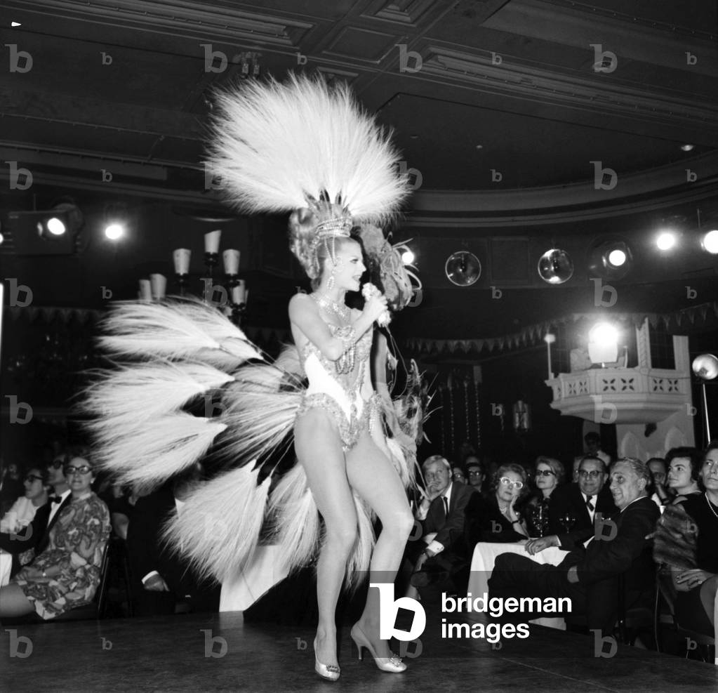Paris Lido Feature. Cabaret dancers perform on stage at a night club in Pan's, France. December 1969