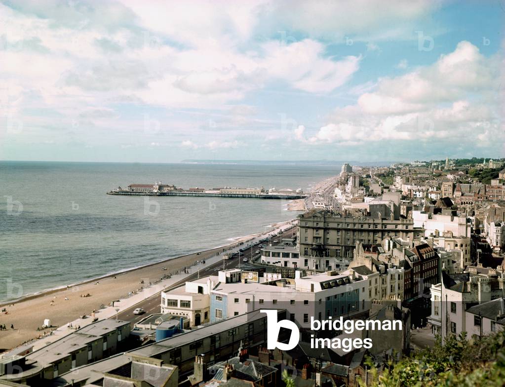 The seafront at Hastings seen from the castle, 1st June 1968 (photo)