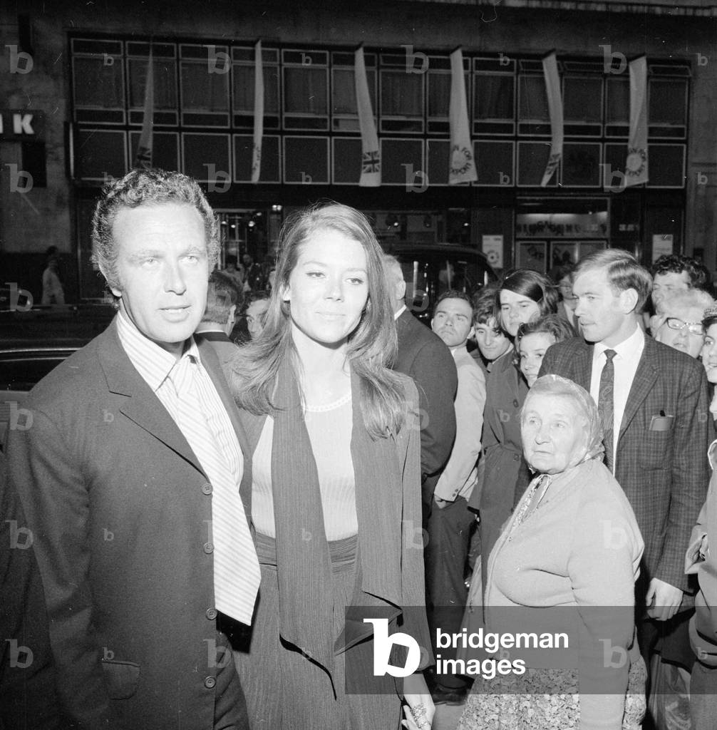 Diana Rigg at the First Night of Film June 1968 (b/w photo)