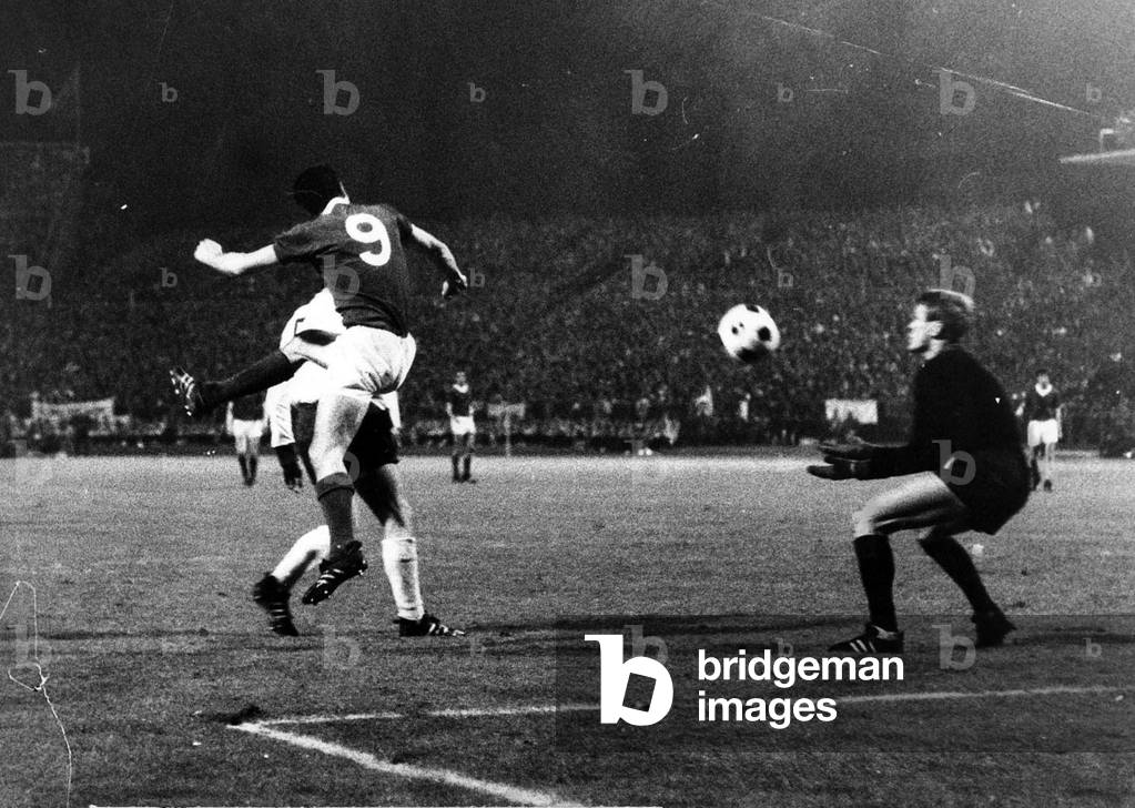 European Cup Winners Cup Final in Nuremberg May 1967Bayern Munich 1 v Glasgow Rangers 0Bayern goalkeeper Sepp Maier saves from Roger Hynd (photo)