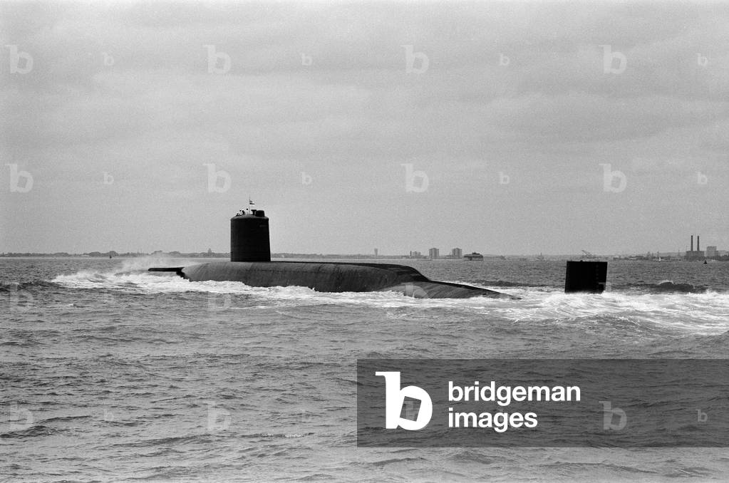 Interior of Polaris submarine HMS Resolution, 21st May 1970 (b/w photo)