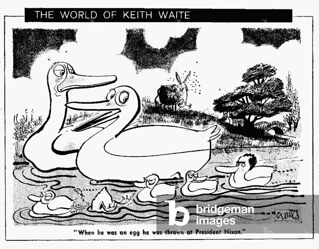 When he was an egg he was thrown at President Nixon, 7th October 1970 (b/w illustration)