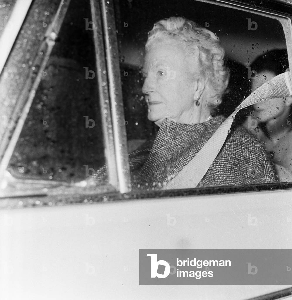 Lady Churchill leaving for a drive, 1965 (b/w photo)