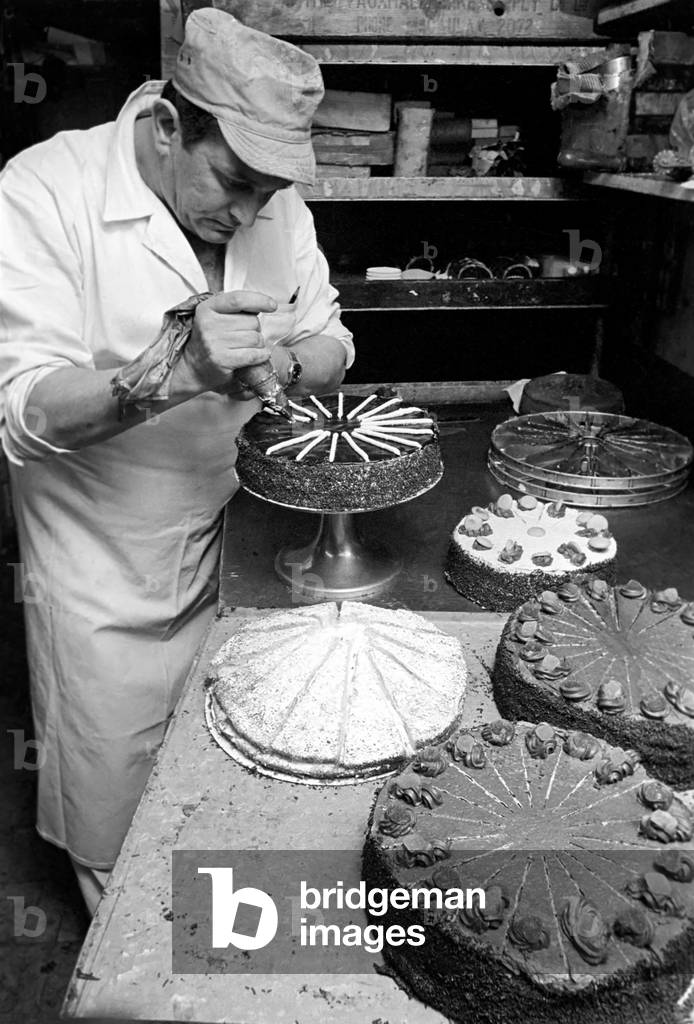 Pastry Chef seen here at work in his Kitchen, 1967 (b/w photo)