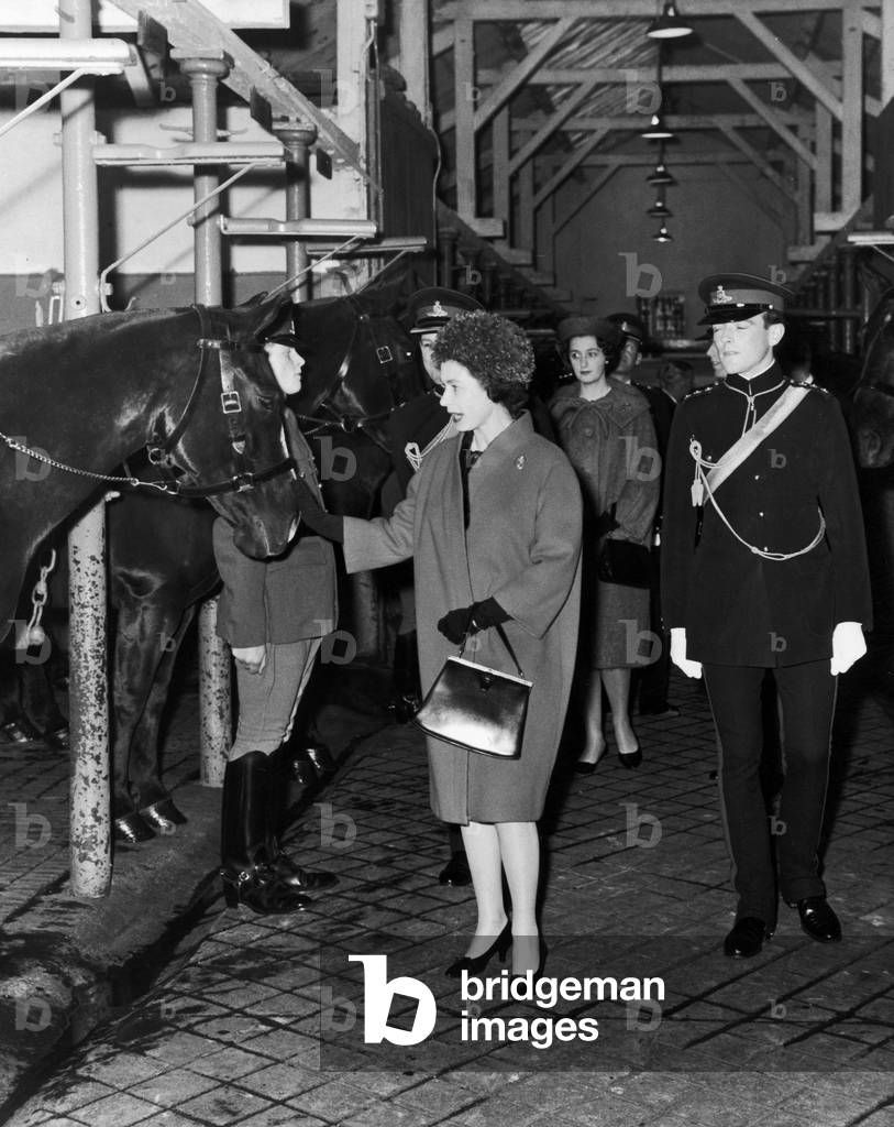 The Queen visiting The King's Troop Royal Horse Artillery at St John's Wood.
15th November 1962.