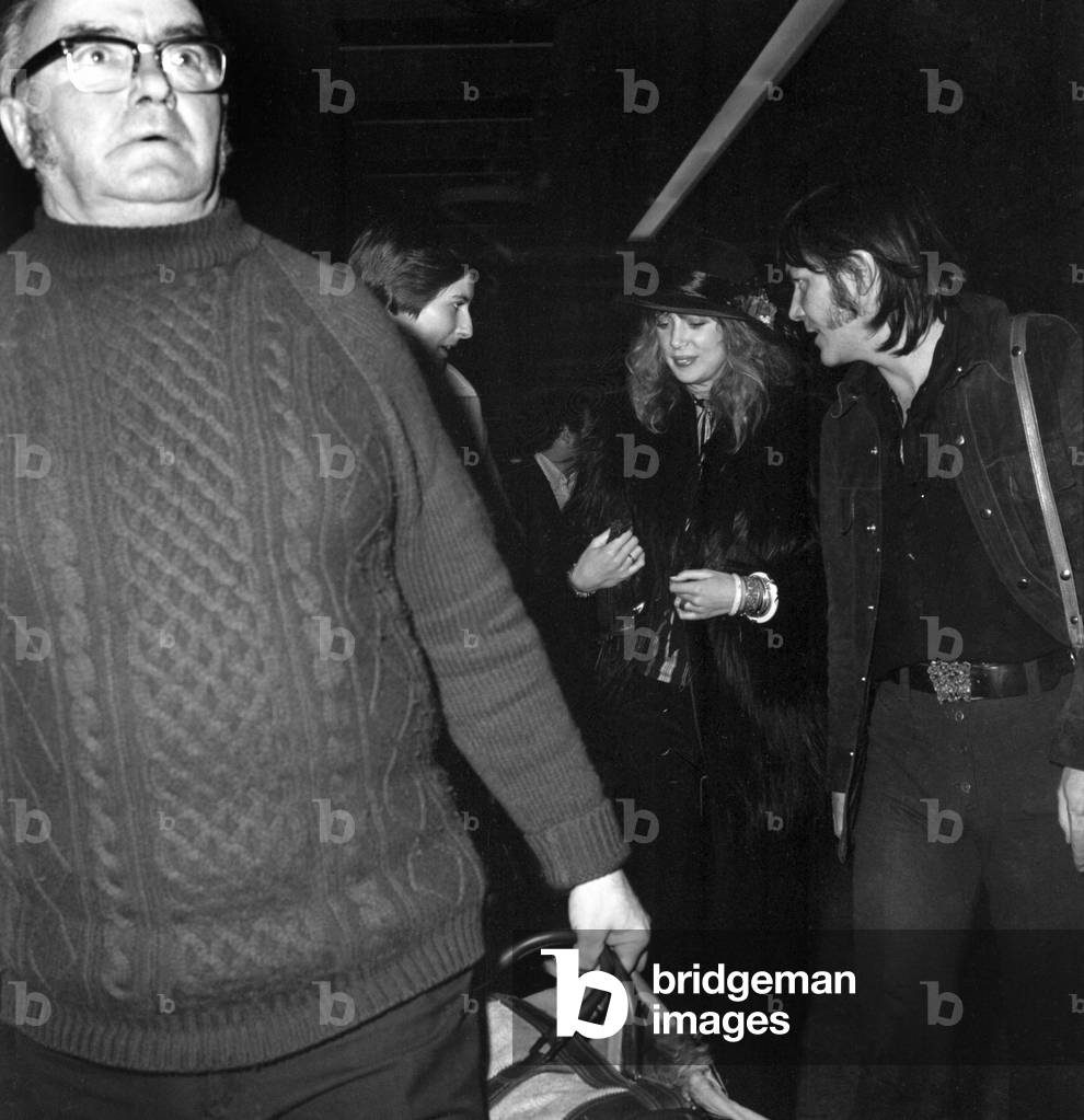 Rolling Stones and Patti Boyd (Ronnie Wood guitarist). November 1973 (b/w photo)