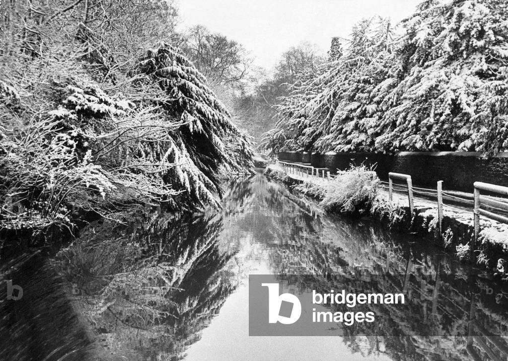 A snow covered Jesmond Dene, 1972 (b/w photo)