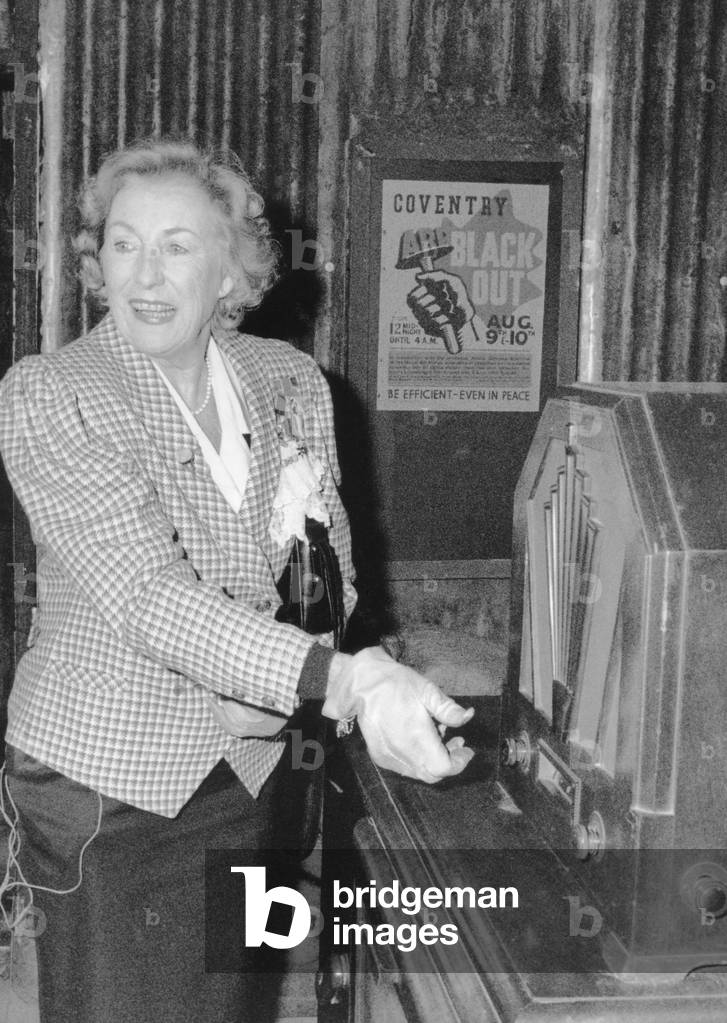 Dame Vera Lynn at the 50th anniversary of the 1940 Coventry air raid, November 1990 (b/w photo)