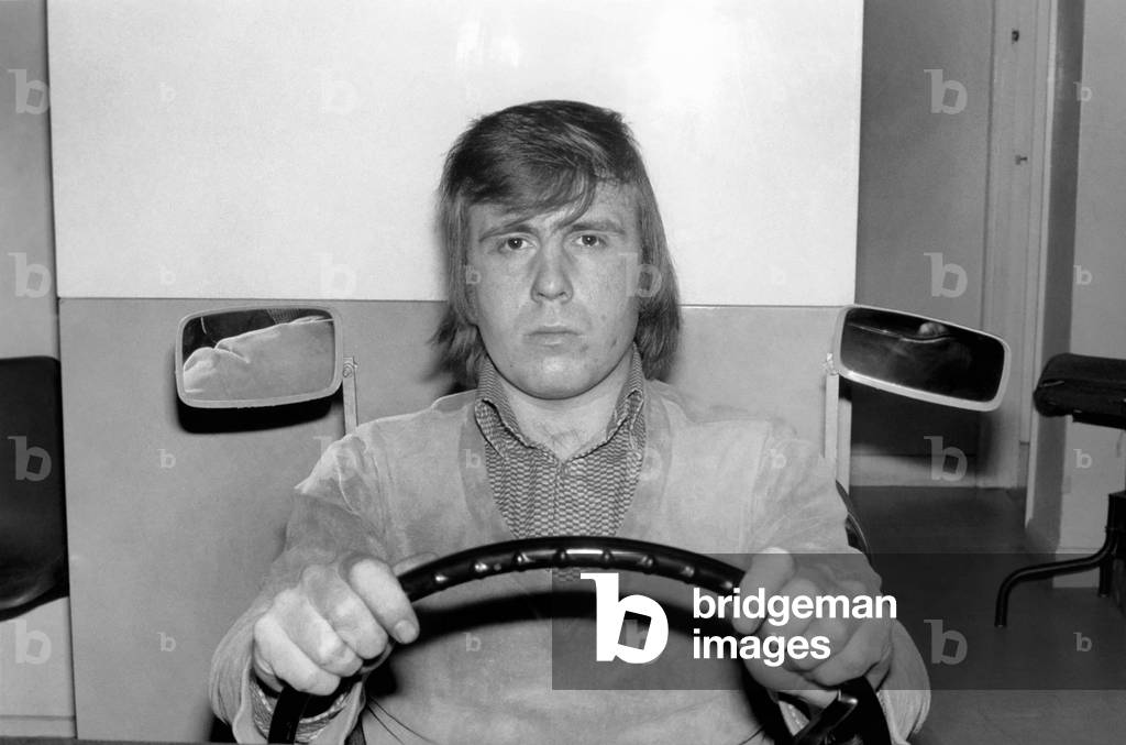 Teenagers who have committed motoring offences taking a road safety course, April 1975 (b/w photo)