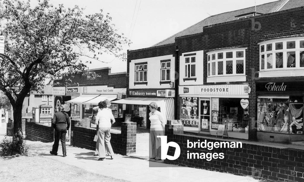 Daventry Road shops, Coventry, West Midlands (formerly Warwickshire) 24th June 1975 (b/w photo)
