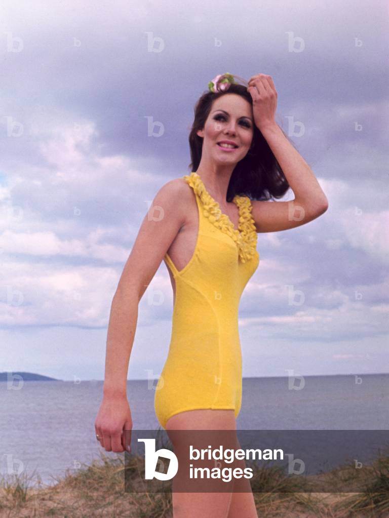 Yellow Flower Power one piece by Janet Dickenson, May 1968 (photo)