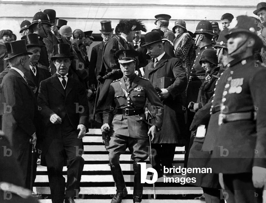 King Edward VIII - Abdicated 10 December 1936 then became the Duke of Windsor Prince of Wales leaving the Chronicle Carillion after opening the North East Coast Exhibition in Newcastle 14 May 1929 (b/w photo)