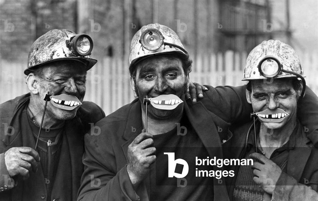 Coal Miners: Three miners come up with a smile left to right, Fred Robson, John Lowerson and Andy Boyle.