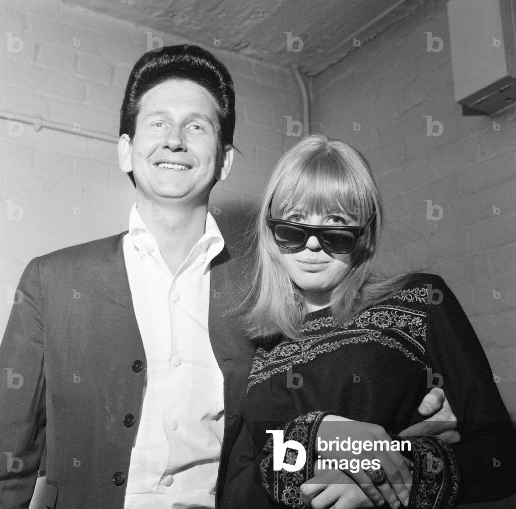 American singer Roy Orbison with Marianne Faithfull. February 1965 (b/w photo)