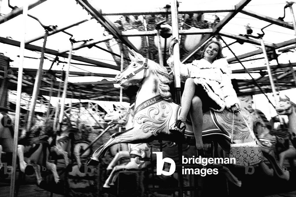 A fashion shoot at Ocean Park Fun Fair in South Shields, 5th September 2009 (b/w photo)