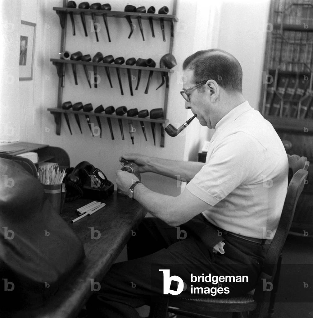 Georges Simenon Belgian author and creator of fictional detective Maigret. July 1961 (b/w photo)