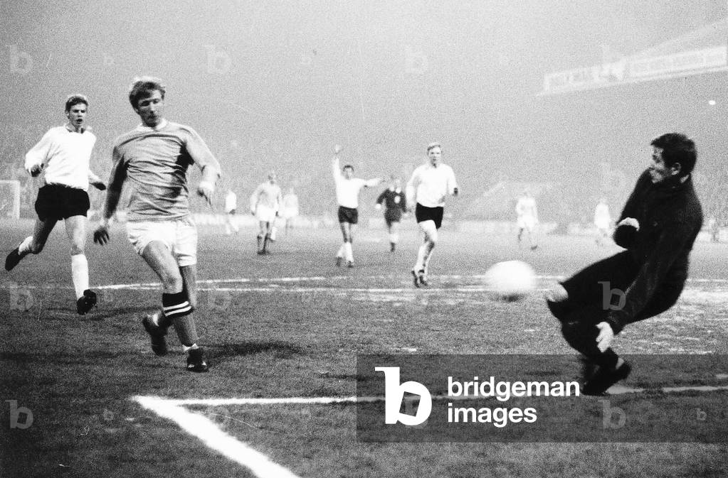 European Cup Winners Cup Second Round Second Leg match at Maine Road November 1969 Manchester City 5 v Lierse SK 0Manchester City's Colin Bell scores his second goal past goal keeper Engelen (photo)