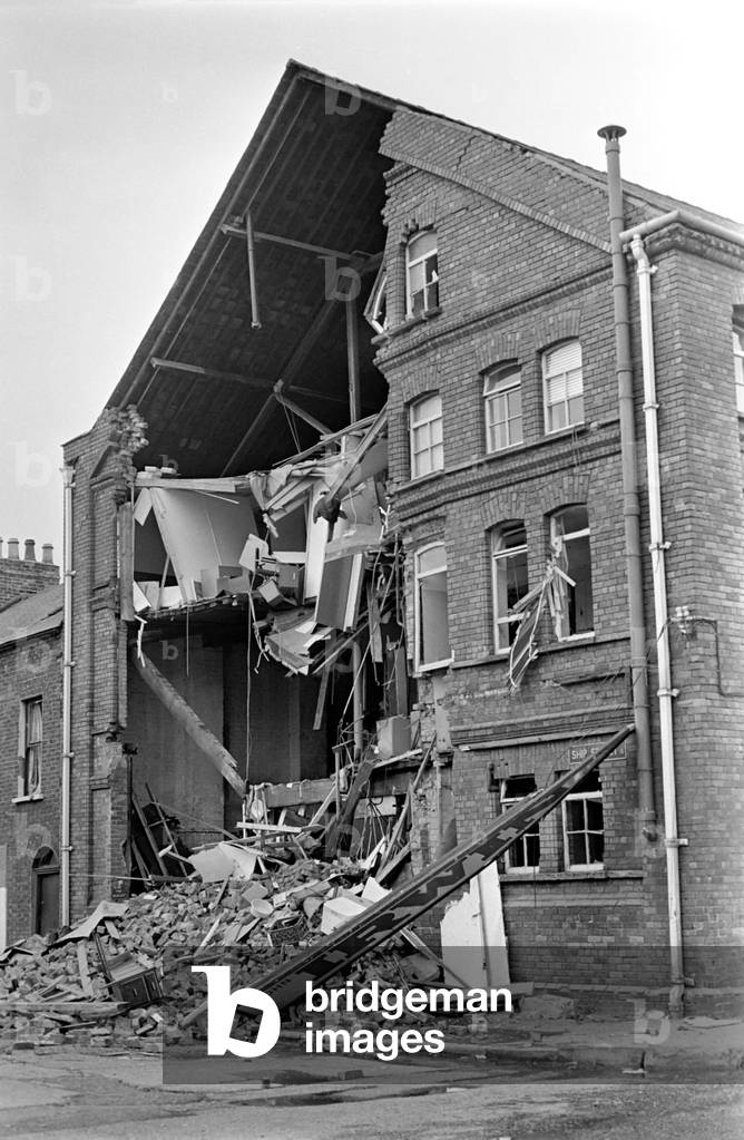 Northern Ireland July 1972. General scenes of devastation following a series of bomb blasts in Belfast city centre. July 1972 72-7554-004