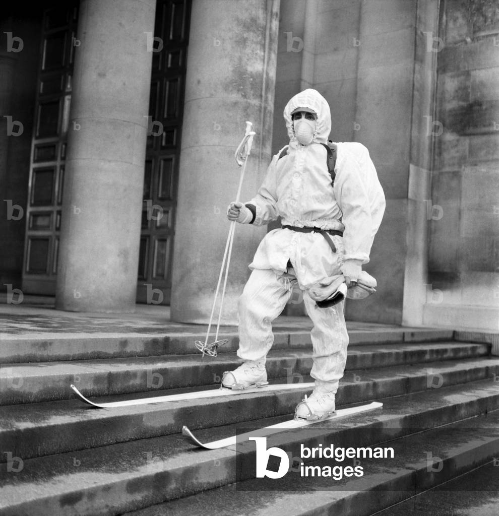 Military Army Humour: A Royal Marine Commando is to become Britain's first specialist unit fully equipped and trained in mountain and arctic warfare. The Snow Commandos will be part of the U.K. commitment to the defence of the North flank of NATO. Picture of Sgt. Patrick Chapman of the Infantry Training Centre, Royal Marines in Lympstone, Devon, is a reconnaiscenee leader and specialist in cliff climbing, snow rescue and arctic snow wefare and will be instructor to 45 Commando. December 1969