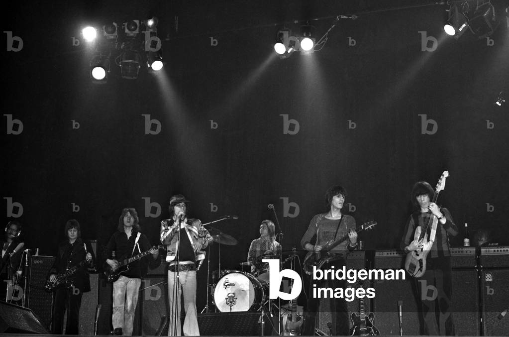 Rolling Stones: on stage at Empire Theatre, Liverpool, England 12th March 1971  (b/w photo)