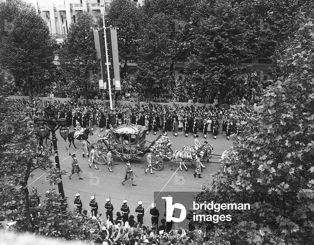 The Coronation of Queen Elizabeth II, 2nd June 1953 (b/w photo)