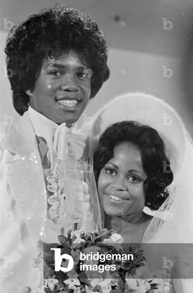 Jermaine Jackson and his bride, Los Angeles, 1973 (b/w photo)