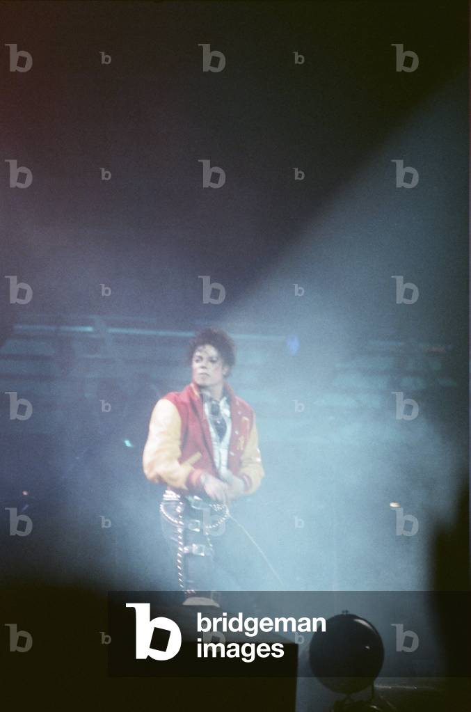 Michael Jackson seen here after performing on stage at Wembley during the Bad concert tour 14th July 1988 (photo)