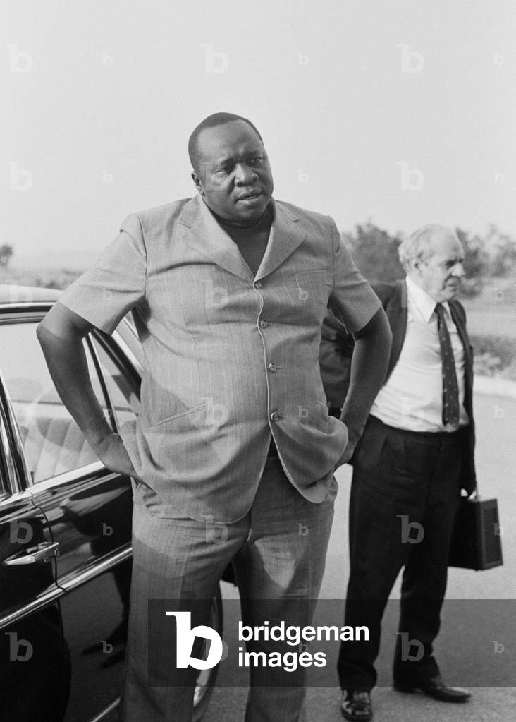 President Idi Amin at Entebbe Airport near Kampala, Uganda. 
27th February 1977.
