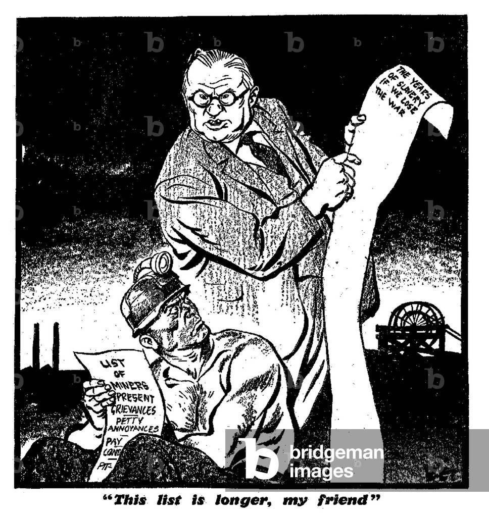 Philip Zec cartoon 'This list is longer, my friend' Published in the Daily Mirror, 6th April 1944 (b/w photo)