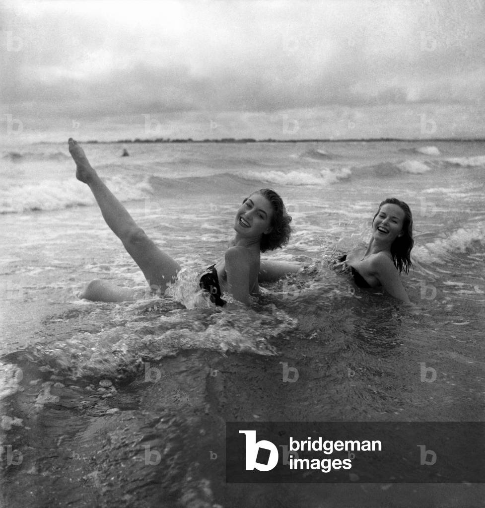 Yvonne Marsh and Ann Hanslip seen here bathing in the sea at West Wittering. August 1952 C3902-001