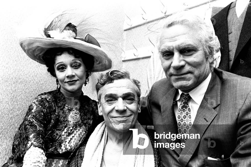 Lord Olivier came to watch his wife, Joan Plowright, star with Paul Schofield (centre), in the play The Rules Of The Game at the Theatre Royal in Newcastle on June 7th, 1971