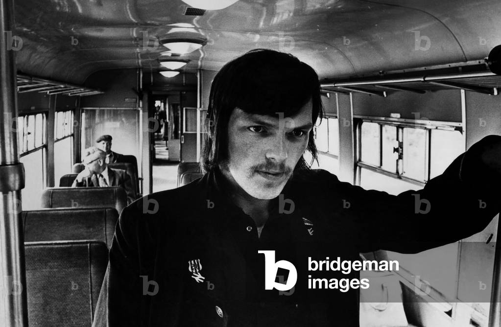 British Rail train guard Mr. Peter Lockey on 21st July 1973 (b/w photo)