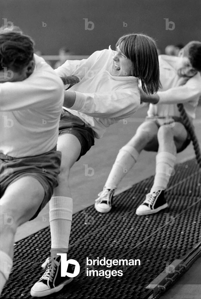 Over 60 teams from all over the country took part in the National Indoor Tug-of-War Championships at the National Recreation Centre at Crystal Palce, London today. November 1969
