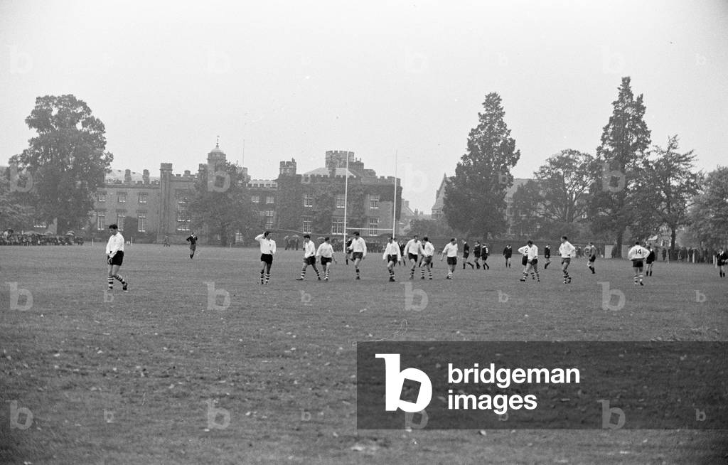 Warwick v London Wasps, Rugby Union match at Rugby School, Rugby, Warwickshire, October 1966 (b/w photo)