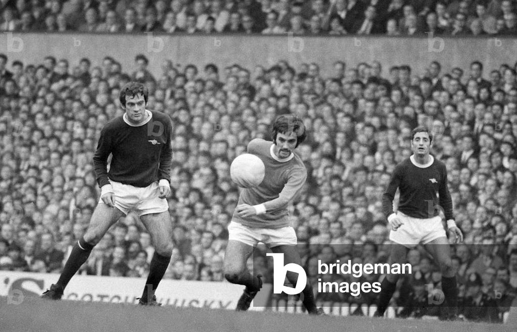 Manchester United star George Best on the ball during the league match against Arsenal at old TraffordOctober 1968 (photo)