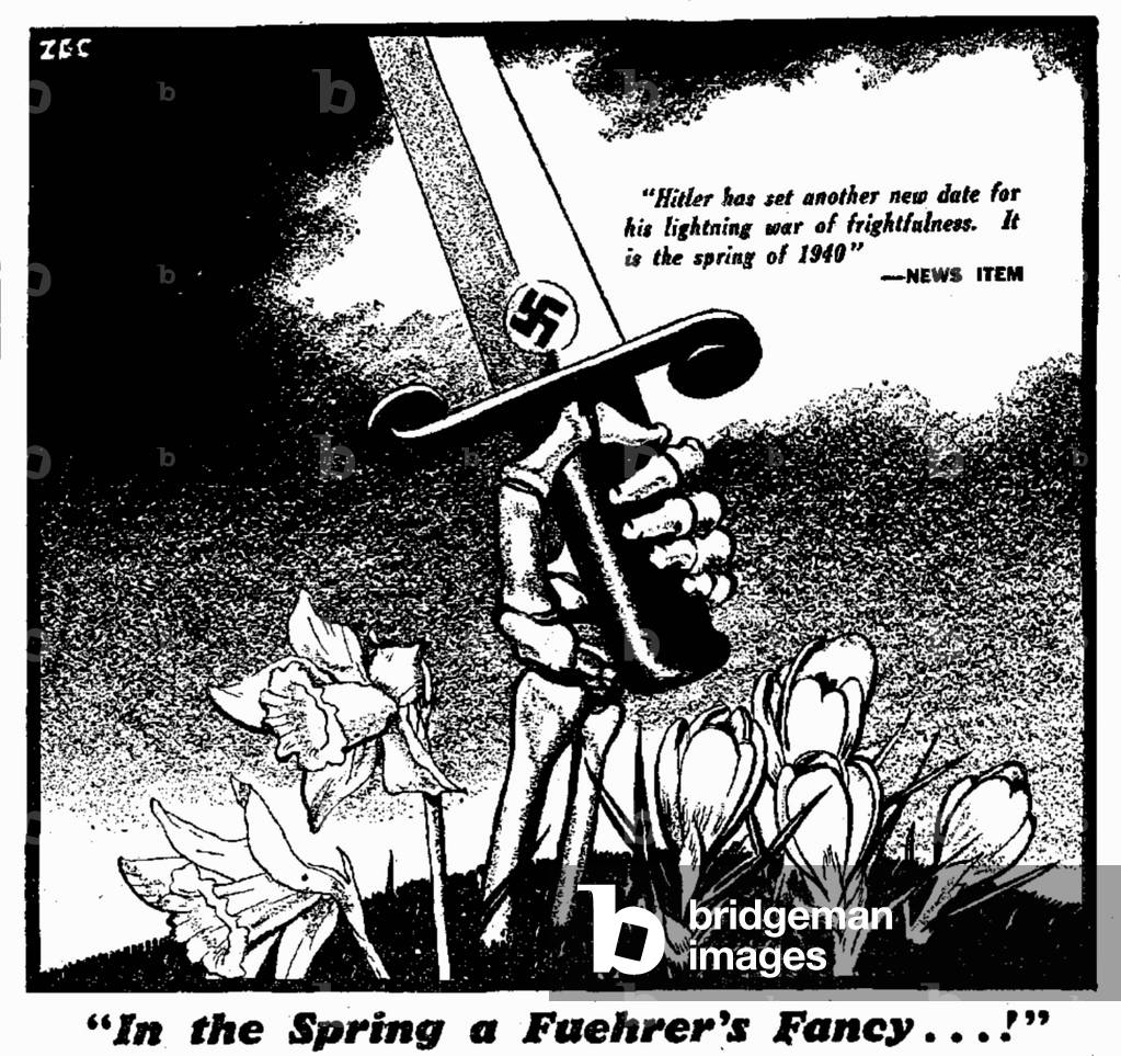 In the Spring a Fuehrer's Fancy...! 27th November 1939 Hitler has set another date for his lightning war of frightfulness. It is spring of 1940 (b/w photo)