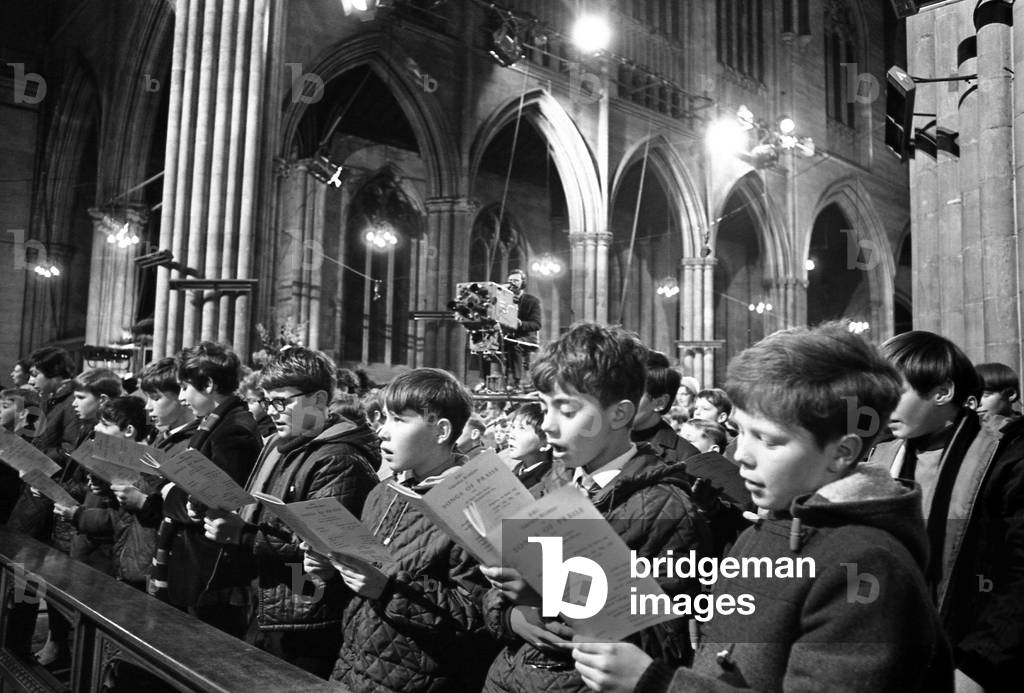 Th scene inside Leamington's All Saints Parish Church where the BBC have set up cameras for the rehearsal for 