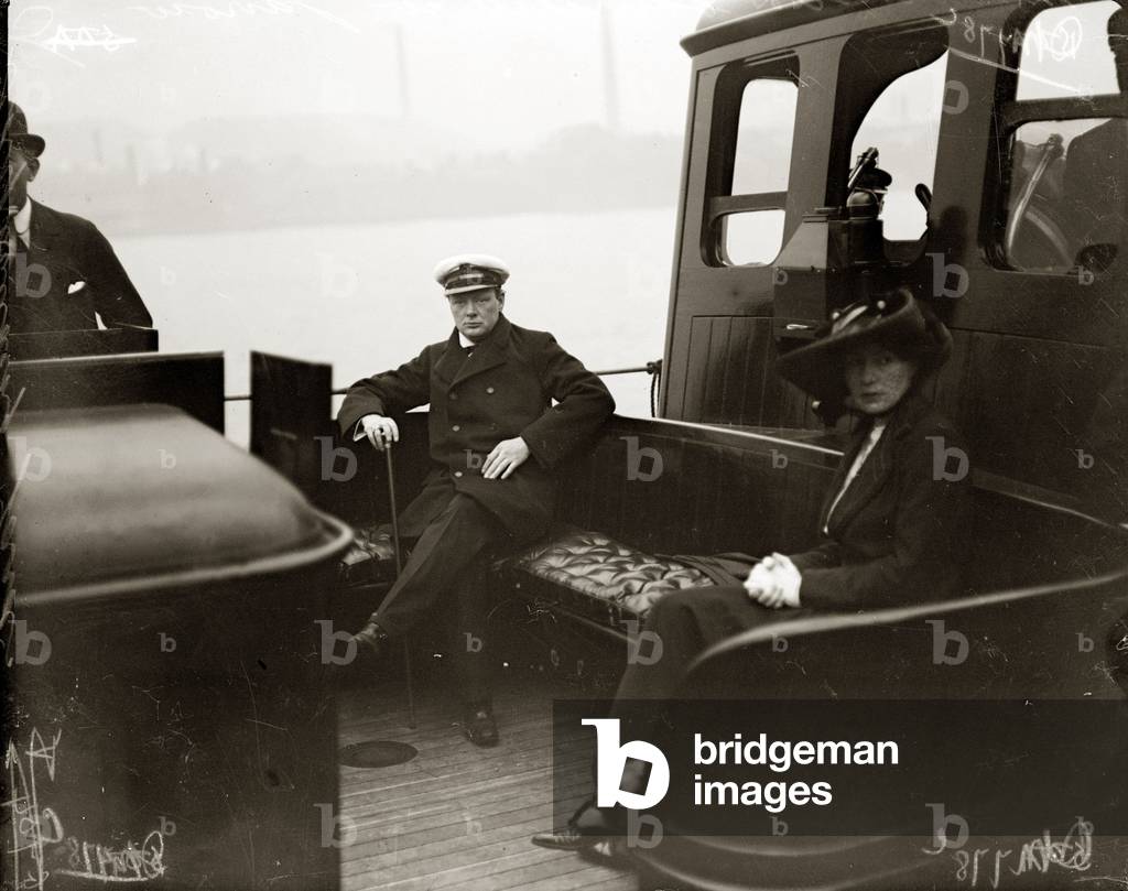 Winston Churchill Prime Minister with wife Clementine Churchill In Jarrow Circa 1908 (b/w photo)