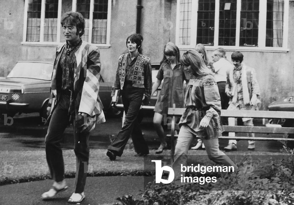 Beatles In The Grounds Of The Bangor Normal College with wives and girlfriends 26 August 1967