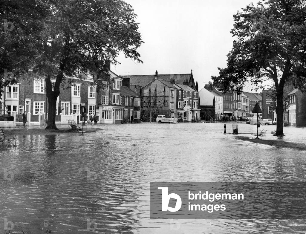 Flooding at Stokesley. 12th September 1976 (b/w photo)